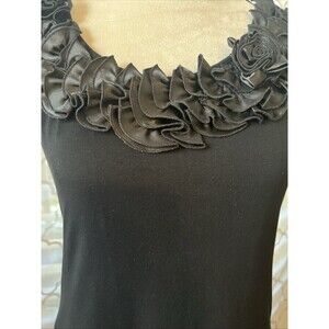 JW Women's Black Tank Top Ruffled Scoop Neck Size Small